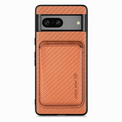 For Google Pixel 7 Carbon Fiber Leather Card Magsafe Phone Case