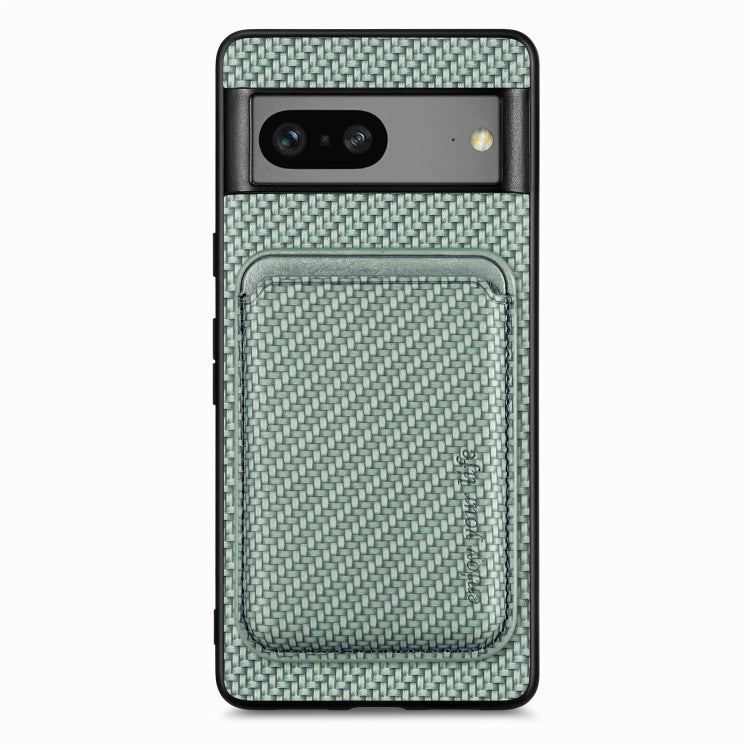 For Google Pixel 7 Carbon Fiber Leather Card Magsafe Phone Case
