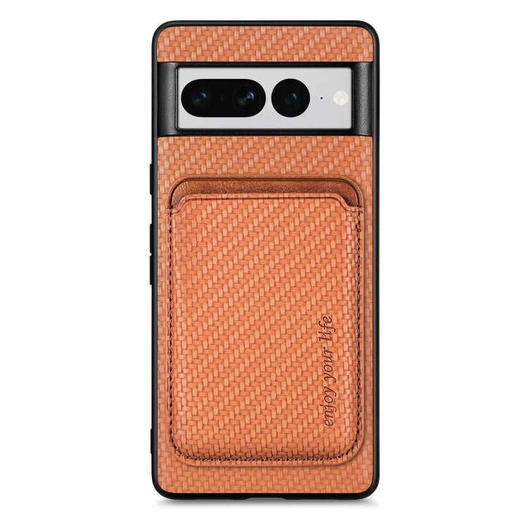 For Google Pixel 7 Pro Carbon Fiber Leather Card Magsafe Phone Case