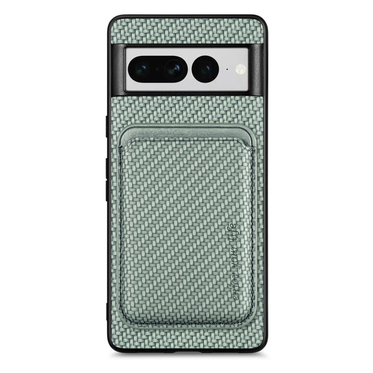 For Google Pixel 7 Pro Carbon Fiber Leather Card Magsafe Phone Case