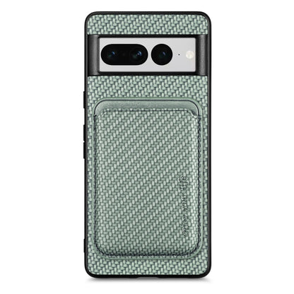 For Google Pixel 7 Pro Carbon Fiber Leather Card Magsafe Phone Case