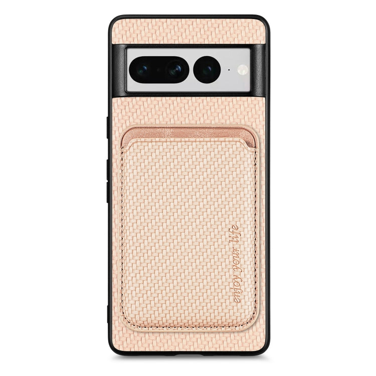 For Google Pixel 7 Pro Carbon Fiber Leather Card Magsafe Phone Case