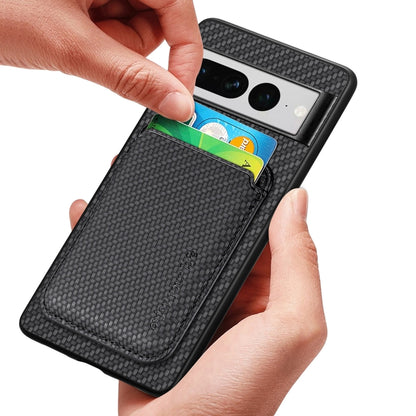For Google Pixel 7 Pro Carbon Fiber Leather Card Magsafe Phone Case