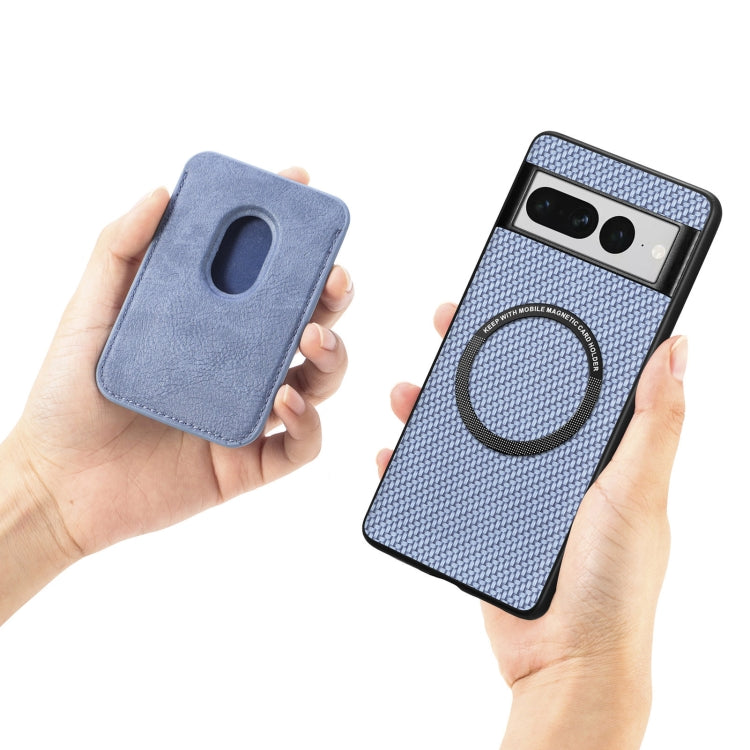For Google Pixel 7 Pro Carbon Fiber Leather Card Magsafe Phone Case