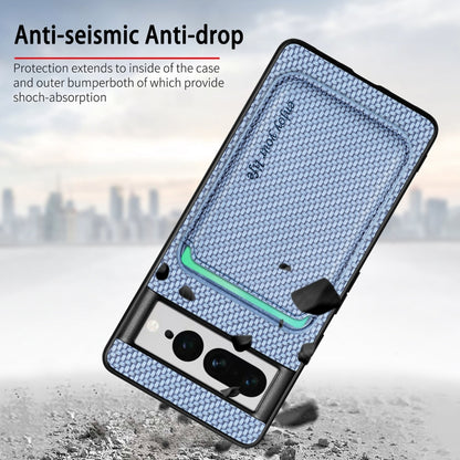 For Google Pixel 7 Pro Carbon Fiber Leather Card Magsafe Phone Case