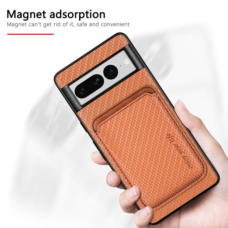 For Google Pixel 7 Pro Carbon Fiber Leather Card Magsafe Phone Case