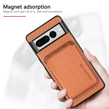 For Google Pixel 7 Pro Carbon Fiber Leather Card Magsafe Phone Case
