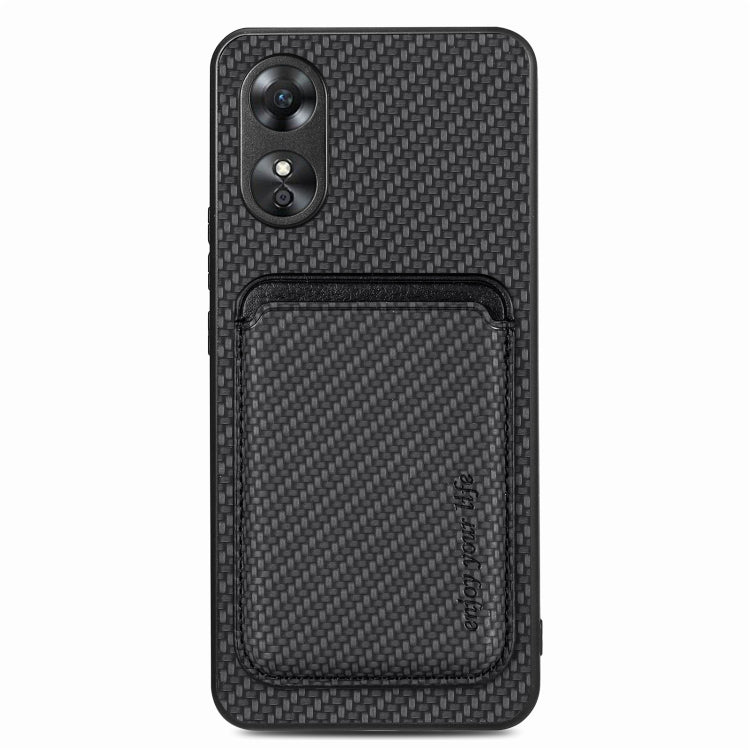 For OPPO A17 Pro Carbon Fiber Leather Card Magsafe Phone Case