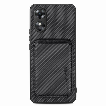 For OPPO A17 Pro Carbon Fiber Leather Card Magsafe Phone Case