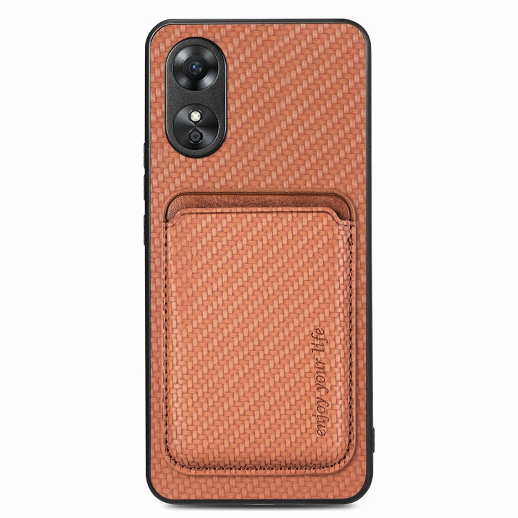For OPPO A17 Pro Carbon Fiber Leather Card Magsafe Phone Case