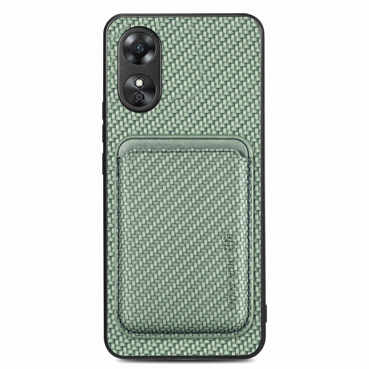 For OPPO A17 Pro Carbon Fiber Leather Card Magsafe Phone Case