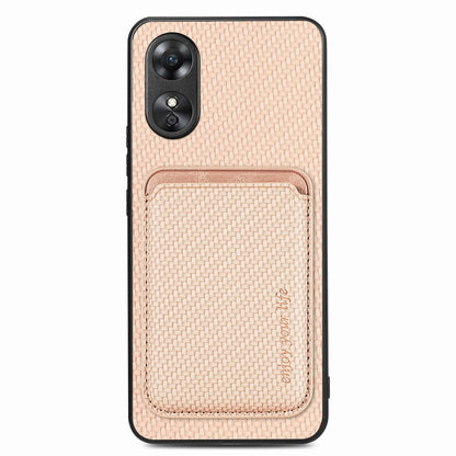 For OPPO A17 Pro Carbon Fiber Leather Card Magsafe Phone Case