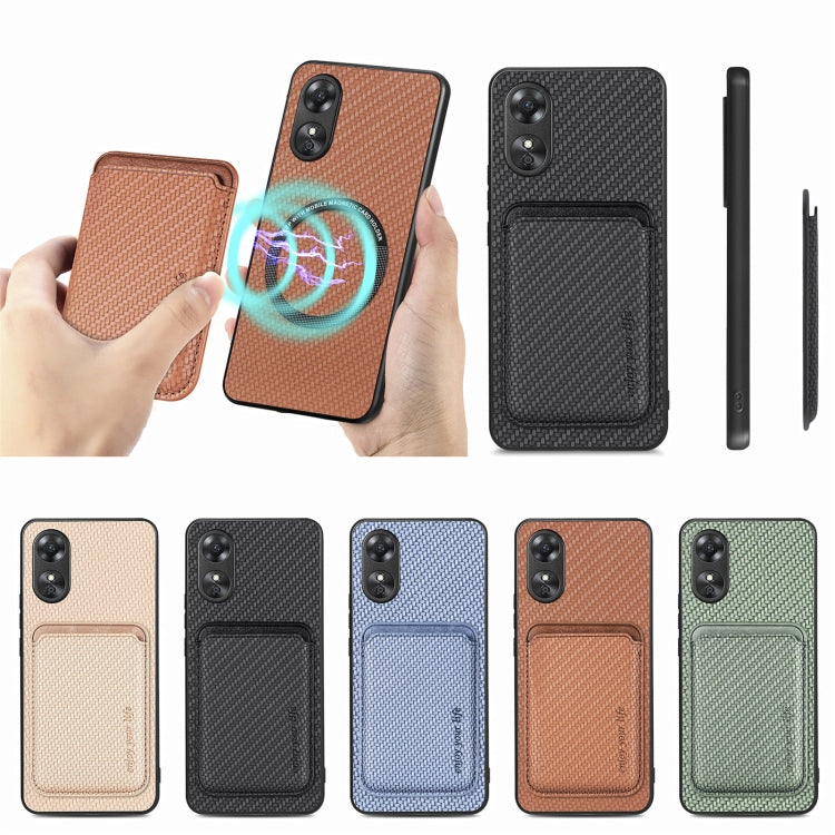 For OPPO A17 Pro Carbon Fiber Leather Card Magsafe Phone Case