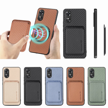 For OPPO A17 Pro Carbon Fiber Leather Card Magsafe Phone Case