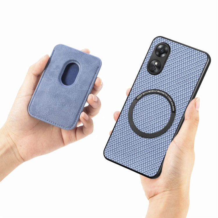 For OPPO A17 Pro Carbon Fiber Leather Card Magsafe Phone Case