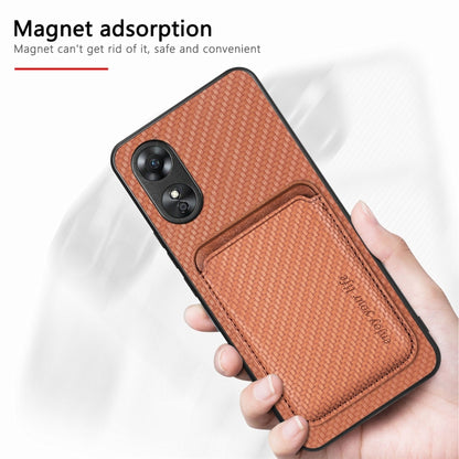 For OPPO A17 Pro Carbon Fiber Leather Card Magsafe Phone Case