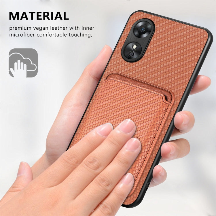 For OPPO A17 Pro Carbon Fiber Leather Card Magsafe Phone Case