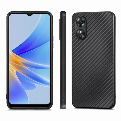 ForOPPO A17 Carbon Fiber Texture Leather Back Cover Phone Case