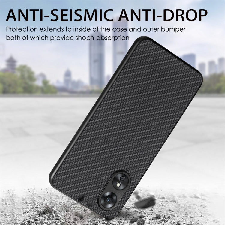 ForOPPO A17 Carbon Fiber Texture Leather Back Cover Phone Case