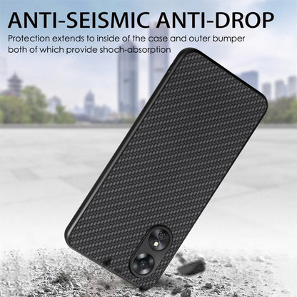 ForOPPO A17 Carbon Fiber Texture Leather Back Cover Phone Case
