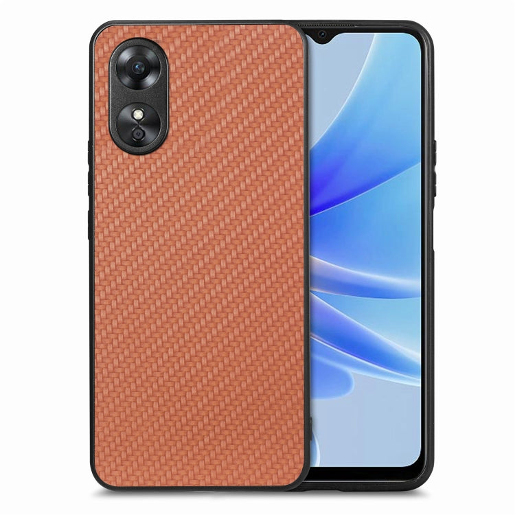 ForOPPO A17 Carbon Fiber Texture Leather Back Cover Phone Case