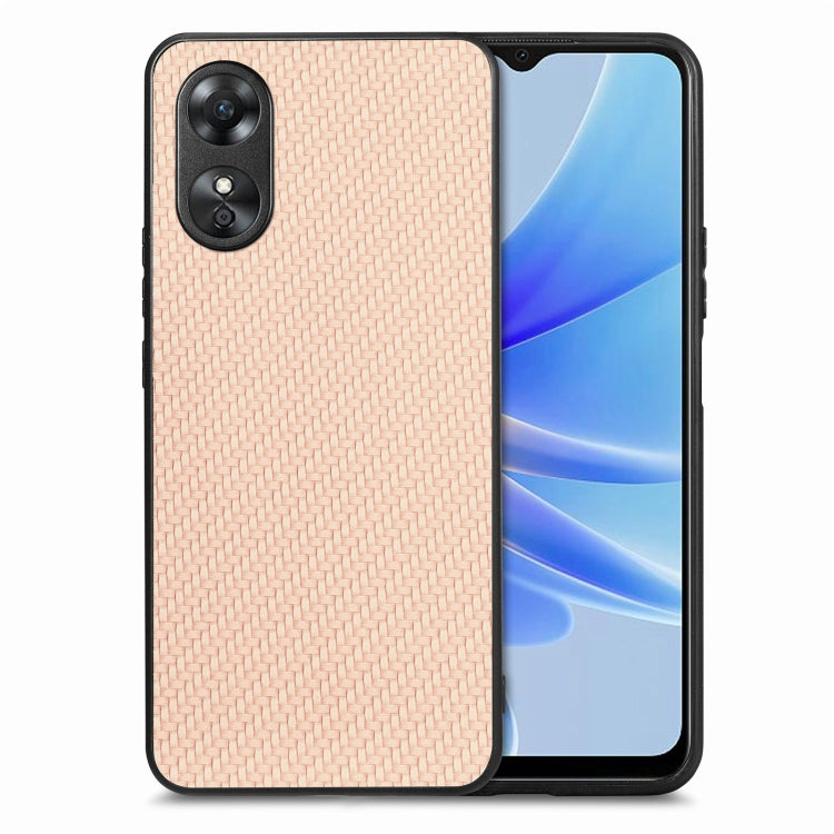 ForOPPO A17 Carbon Fiber Texture Leather Back Cover Phone Case