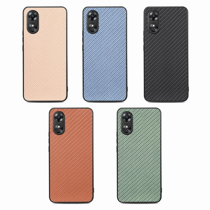 ForOPPO A17 Carbon Fiber Texture Leather Back Cover Phone Case