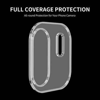 Rear camera tempered glass film protector covering the camera module opening