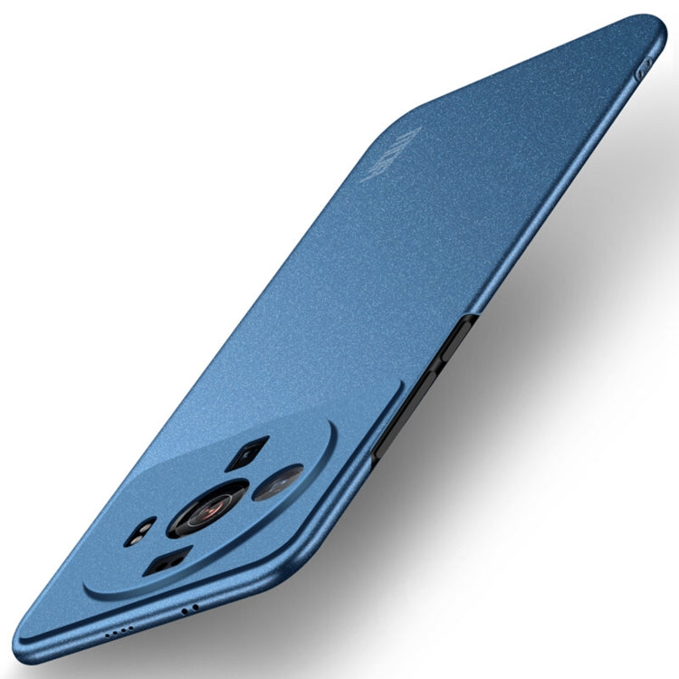 Blue frosted ultra-thin phone case with camera cutouts and slim side profile