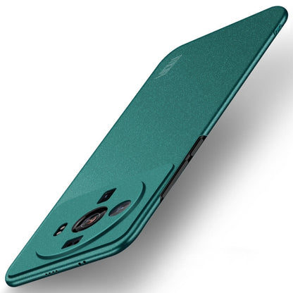 Frosted green ultra-thin phone case with smile graphic and camera cutouts
