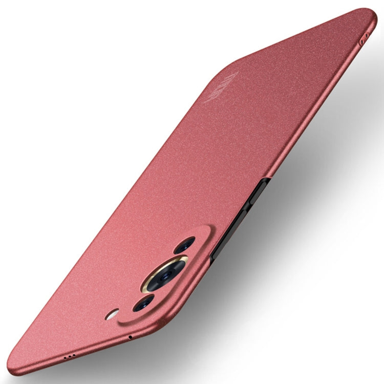 Frosted rose-red ultra-thin phone case with smile graphic and camera lens opening
