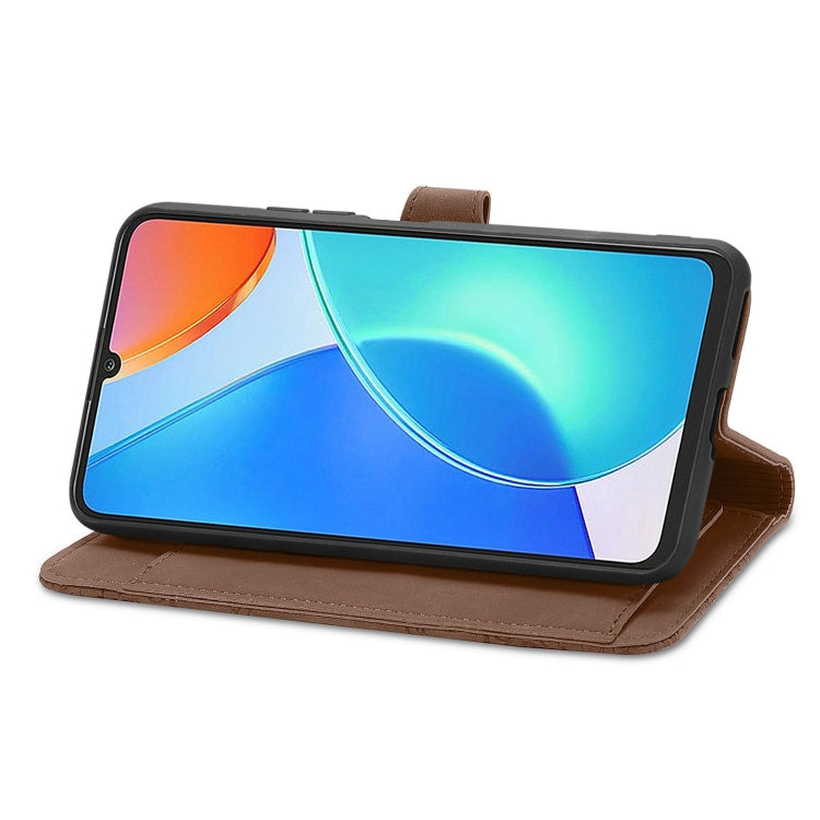 Brown leather folio phone case standing with cutout top flap