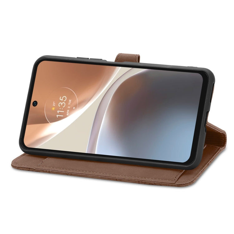 Brown leather phone wallet case with folio cover and wrist strap