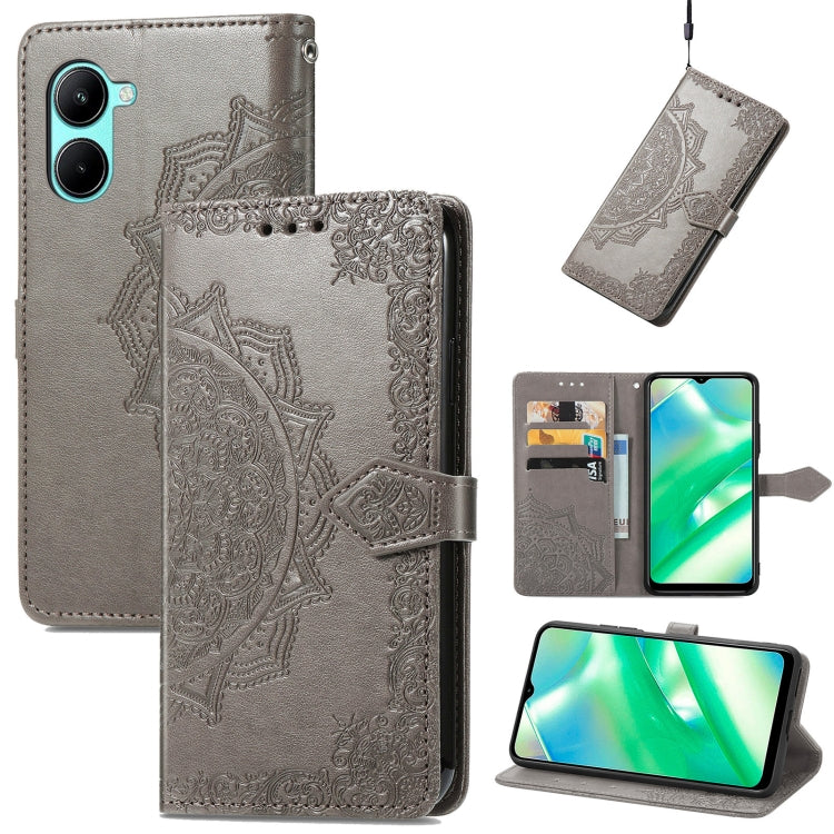 For Realme C33 Mandala Flower Embossed Leather Phone Case, For Realme C33