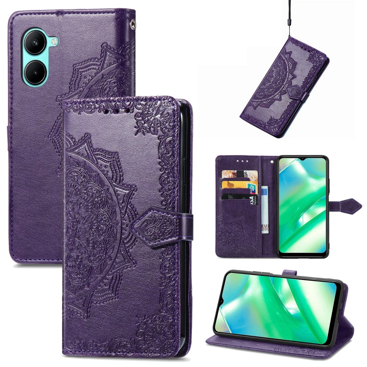 For Realme C33 Mandala Flower Embossed Leather Phone Case, For Realme C33