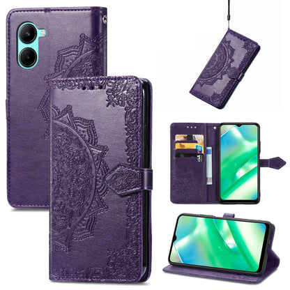 For Realme C33 Mandala Flower Embossed Leather Phone Case, For Realme C33
