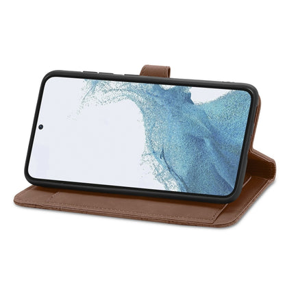 Brown leather flip phone case with kickstand and protective cover