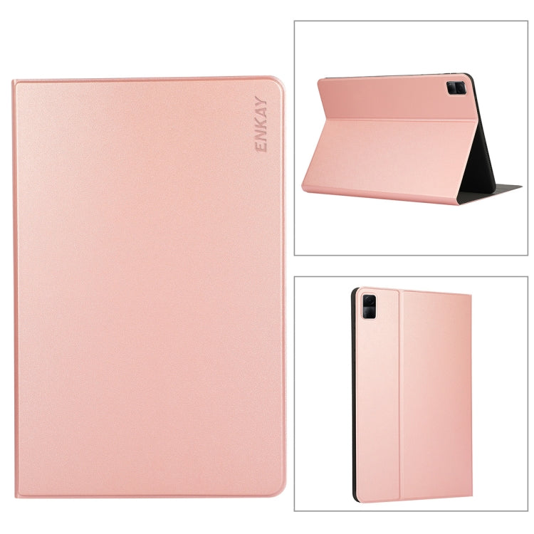 ENKAY PU leather tablet stand case for 10.61-inch, rose gold, rear and stand
