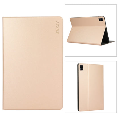 ENKAY PU leather tablet stand case for 10.61-inch, gold, rear and stand