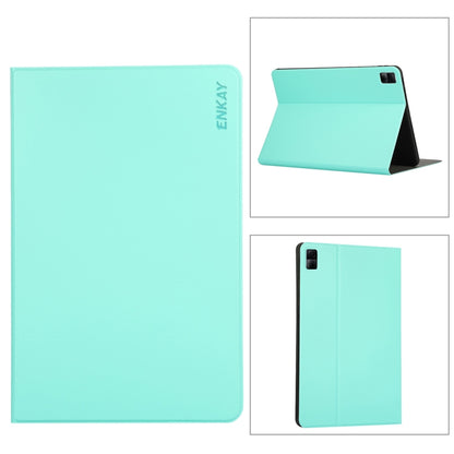 ENKAY PU leather tablet stand case for 10.61-inch, cyan, rear and stand