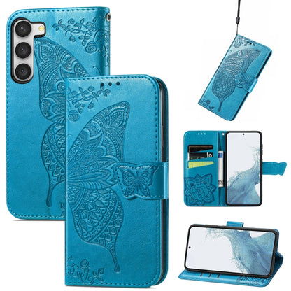 Butterfly Love Flower Embossed Leather Phone Case, For Samsung Galaxy S23 5G, For Samsung Galaxy S23+ 5G, For Samsung Galaxy S23 Ultra 5G, For vivo V25
