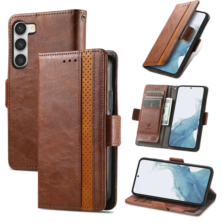 CaseNeo Splicing Dual Magnetic Buckle Leather Phone Case, For Samsung Galaxy S23 5G, For Samsung Galaxy S23+ 5G, For Samsung Galaxy S23 Ultra 5G, For vivo V25