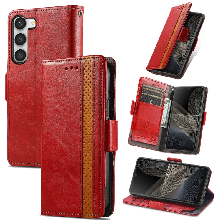 CaseNeo Splicing Dual Magnetic Buckle Leather Phone Case, For Samsung Galaxy S23 5G, For Samsung Galaxy S23+ 5G, For Samsung Galaxy S23 Ultra 5G, For vivo V25