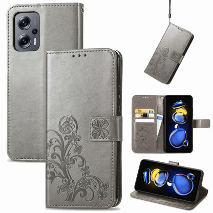 Four-leaf Clasp Embossed Buckle Leather Phone Case, For Samsung Galaxy S23 5G, For Samsung Galaxy S23+ 5G, For Samsung Galaxy S23 Ultra 5G, For Sony Xperia 5 IV, For Xiaomi Redmi A1, For Xiaomi Redmi Note 11T, For Xiaomi 12T / Redmi K50 Ultra
