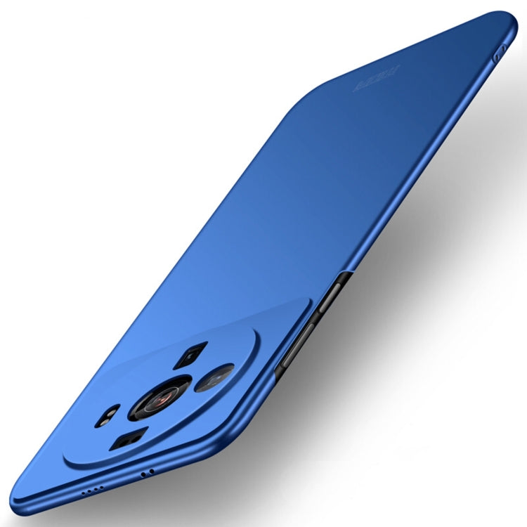 Blue micro-frosted hard phone case with camera cutouts and port openings