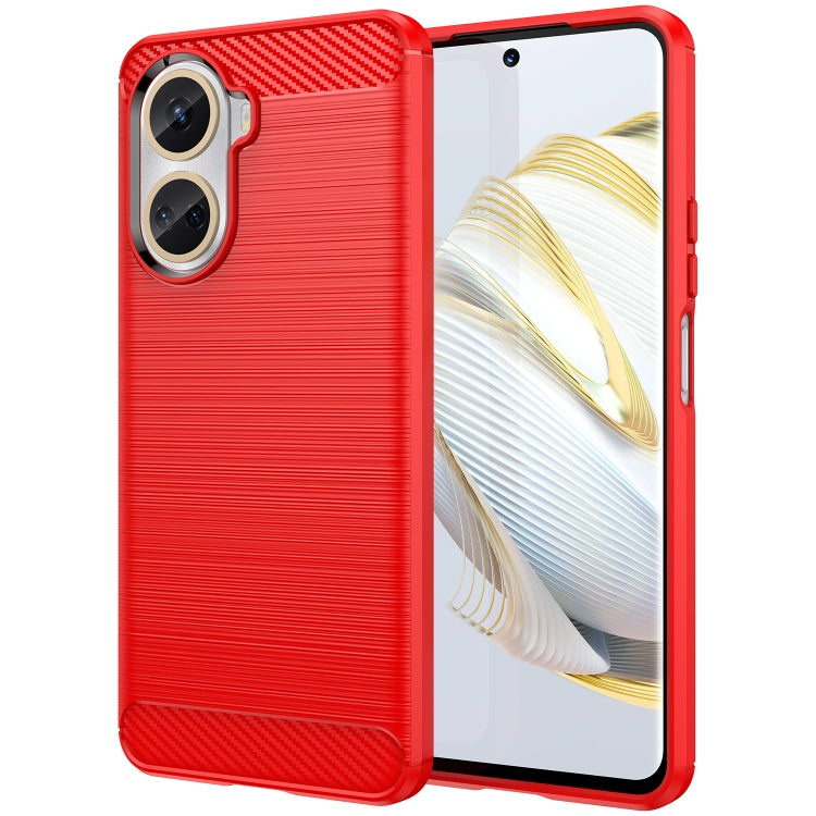 Red brushed carbon fiber TPU case for Nova 10 SE with dual camera cutouts