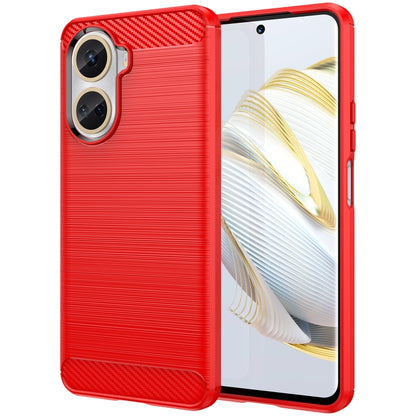 Red brushed carbon fiber TPU case for Nova 10 SE with dual camera cutouts