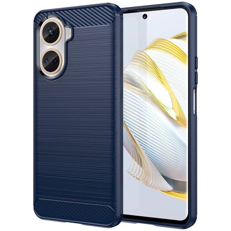 Blue brushed carbon fiber TPU case for Nova 10 SE with dual camera cutouts