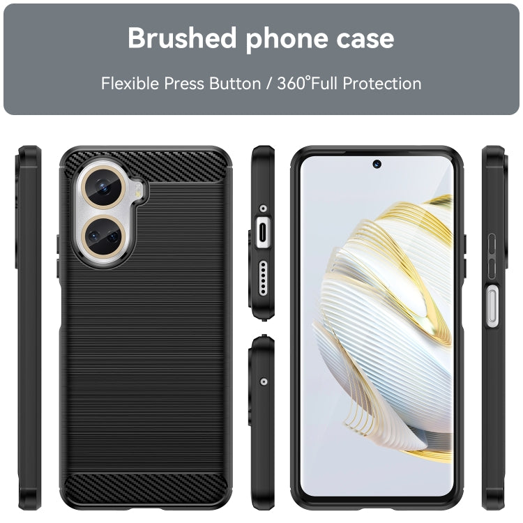 Black brushed carbon fiber TPU phone case set with side buttons and camera openings