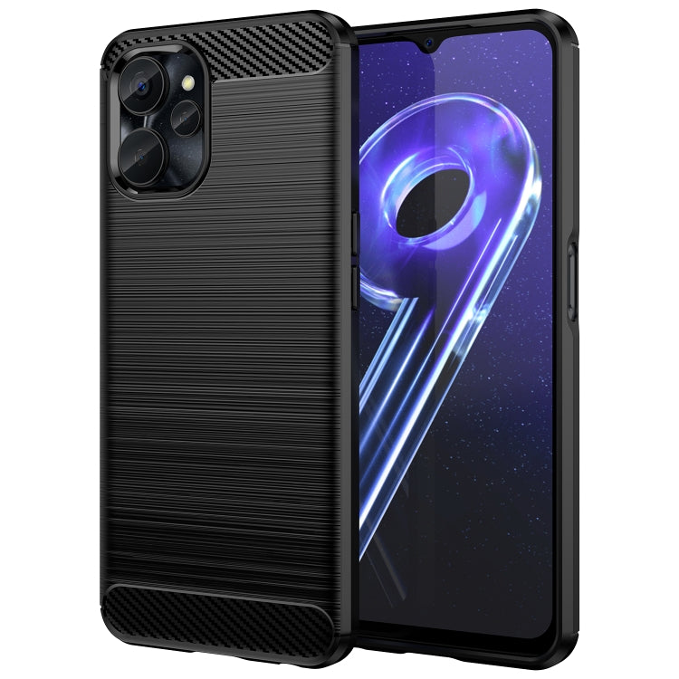 Brushed texture TPU phone case for Realme 10 5G, black with carbon-fiber accents